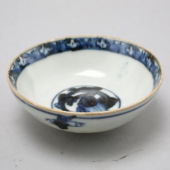 Two blue and white Chinese bowls from Ming Dynasty, 1368-1644.