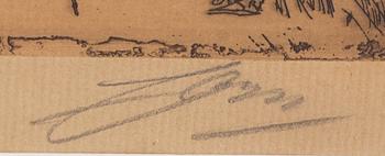 Anders Zorn, a signed etching from 1895.