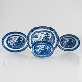 Matservis, flintgods, "Davenport Willow", Booths, England, tidigt 1900-tal.