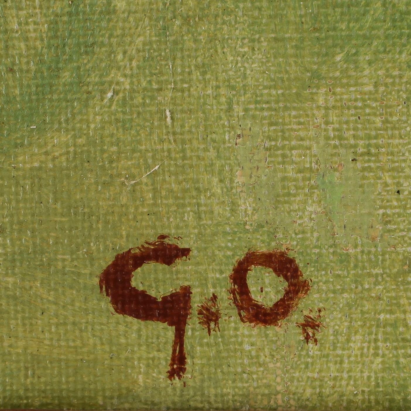 GÖSTA OLSON . Olja på duk uppfäst på pannå, sign G O.