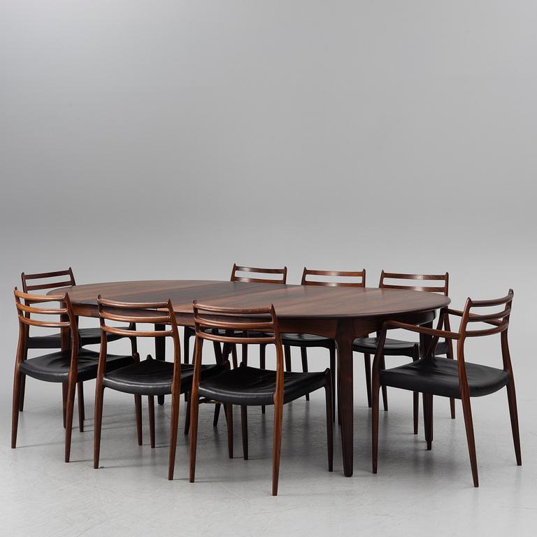 Niels Otto Møller, a nine-piece dining suite, JL Møller, Denmark, 1965.