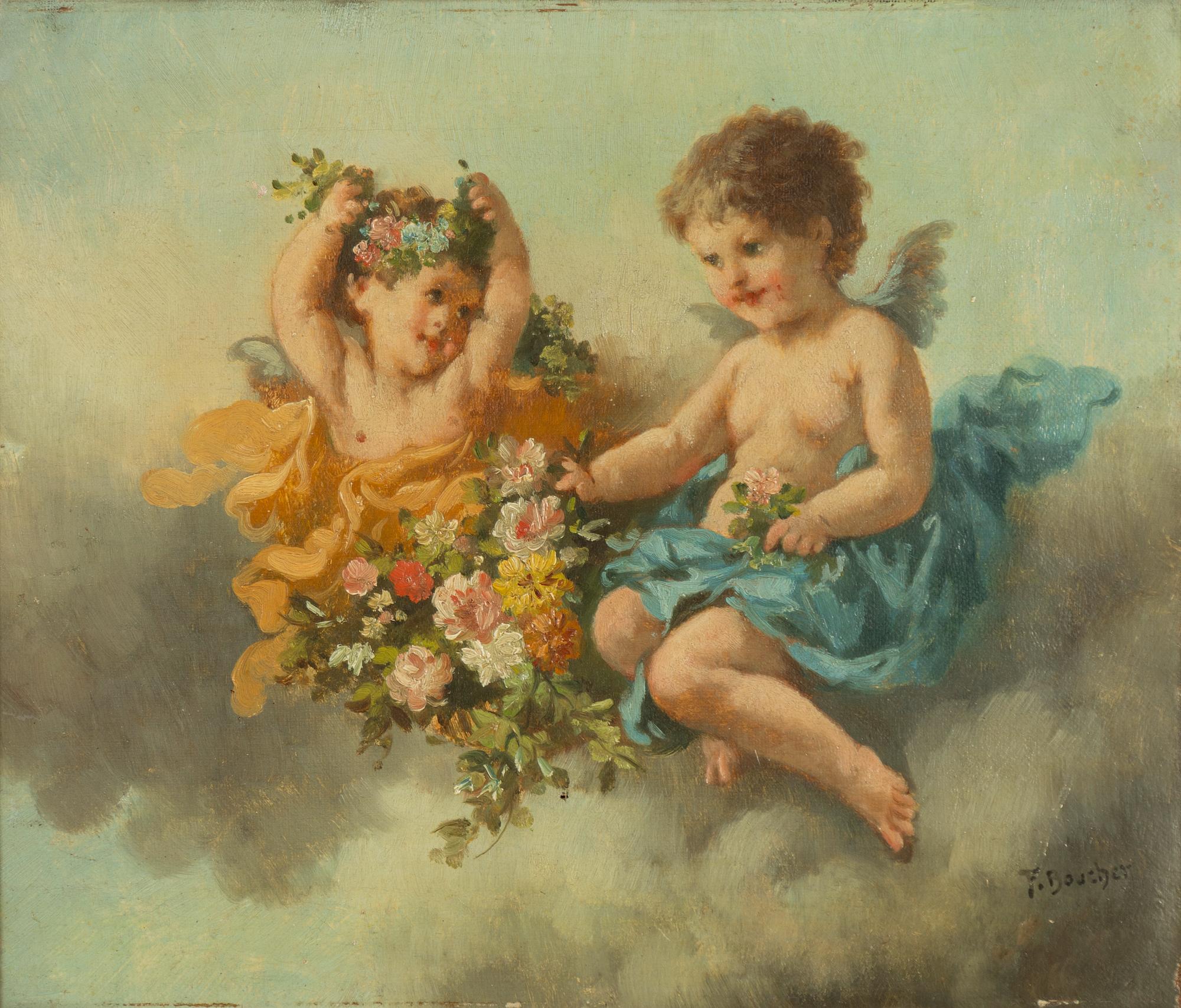 Francois Boucher, in the manner of.  Putti, a pair.