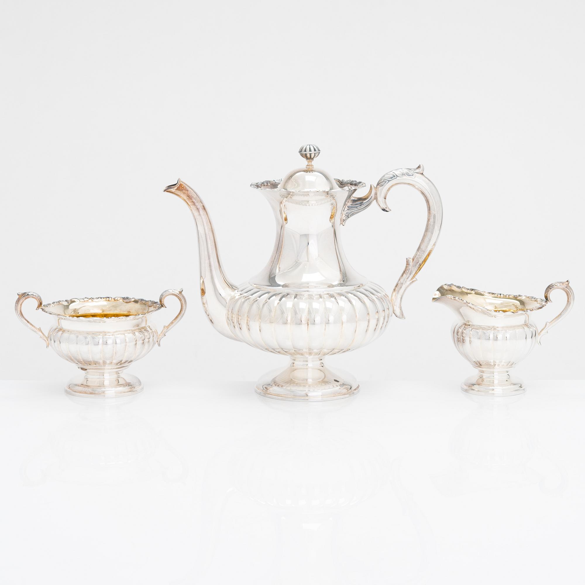 A 3-piece silver coffee set, Kultakeskus, Hämeenlinna 1984.