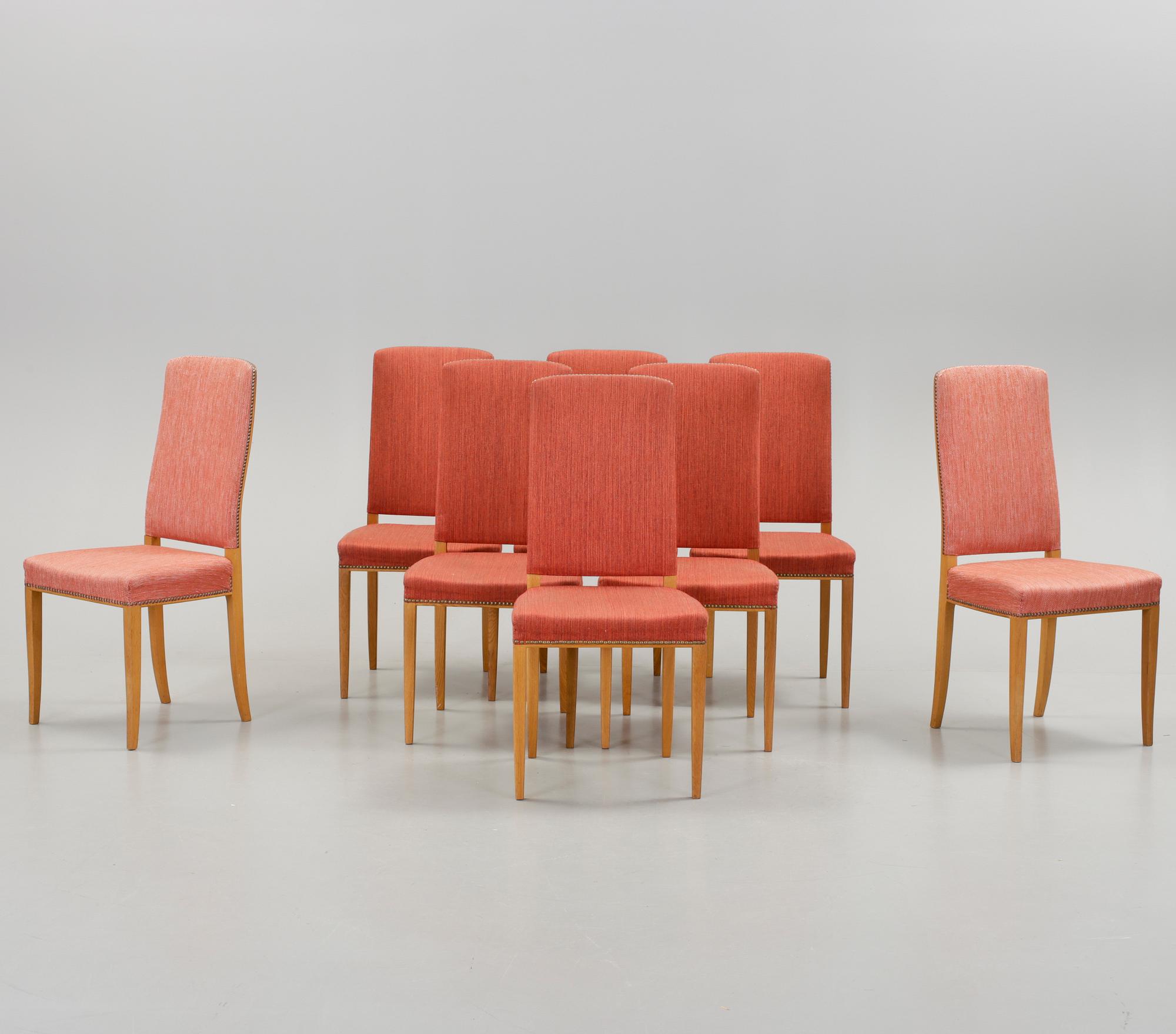 STOLAR, 8 st, "Gustavus", Carl Malmsten för Åfors Möbelfabrik. 1900-talets mitt.