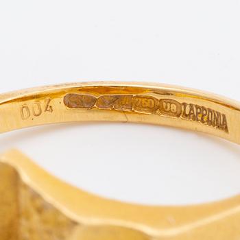 LAPPONIA RING 18K gold w 2 brilliant-cut diamonds 0,04 ct in total inscribed, Finland 1997, original dustbag.