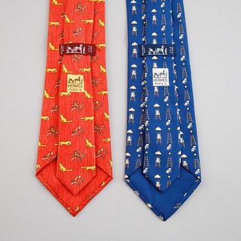 Hermès, four silk ties.