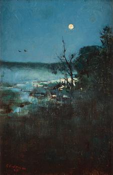 895. Elias Erdtman, Moonlight over watercourse (Heyst-sur-Mer).