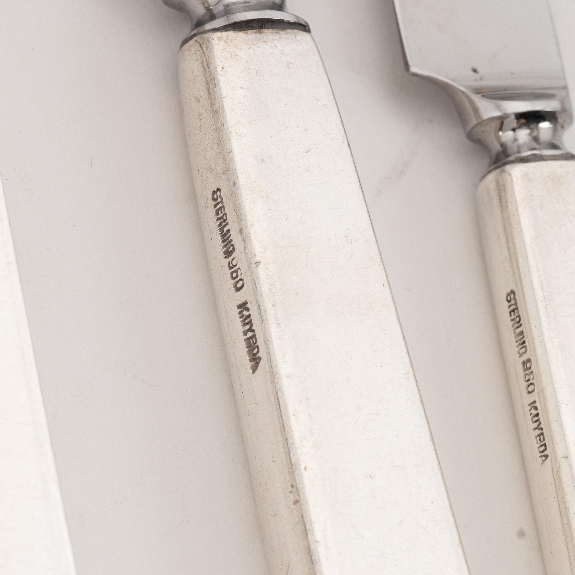 A Japanese sterling silver cutlery, mark of K. Uyeda, 20th century (98 pieces).