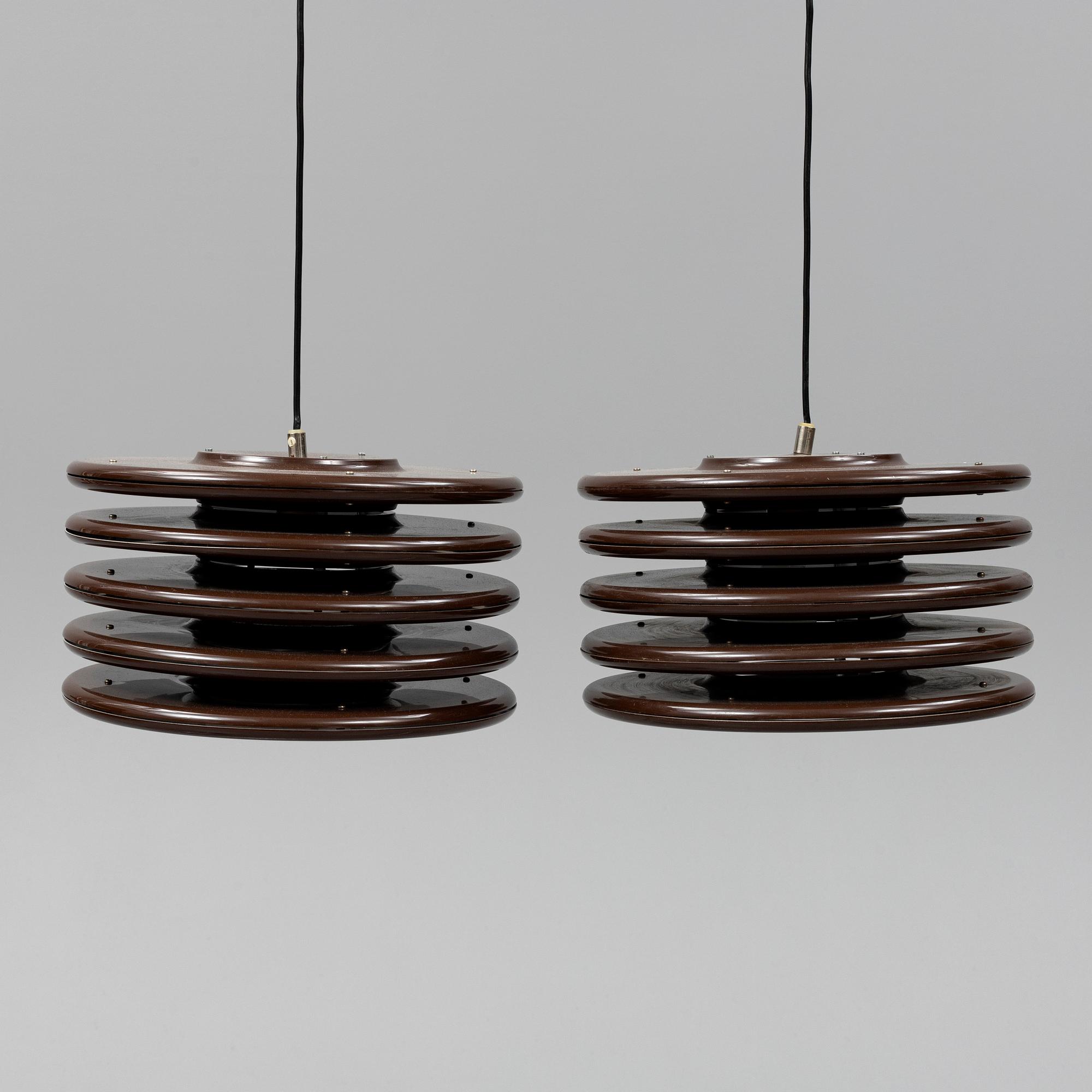 A par of 1970's ceiling lights.