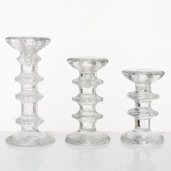 Timo Sarpaneva, a set of ten 'Festivo' glass candlesticks, Iittala, Finland.