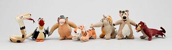 FIGURER, 7 st, Djungelboken, Disney, Made in Japan, 1966.