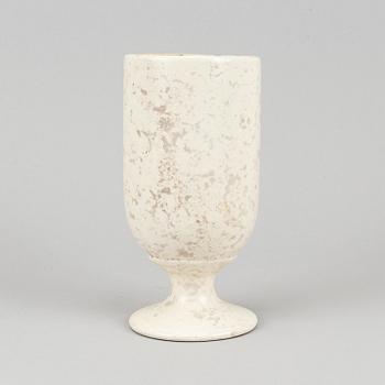 Hans Hedberg, a faience sculpture of an egg and a vase / egg cup, Biot, France.