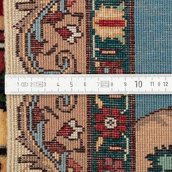 Matta, Täbriz, figural, signerad, ca 140 x 100 cm.