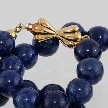 COLLIER, lapis lazuli kulor med lås i 18K guld från Arezzo, Italien.