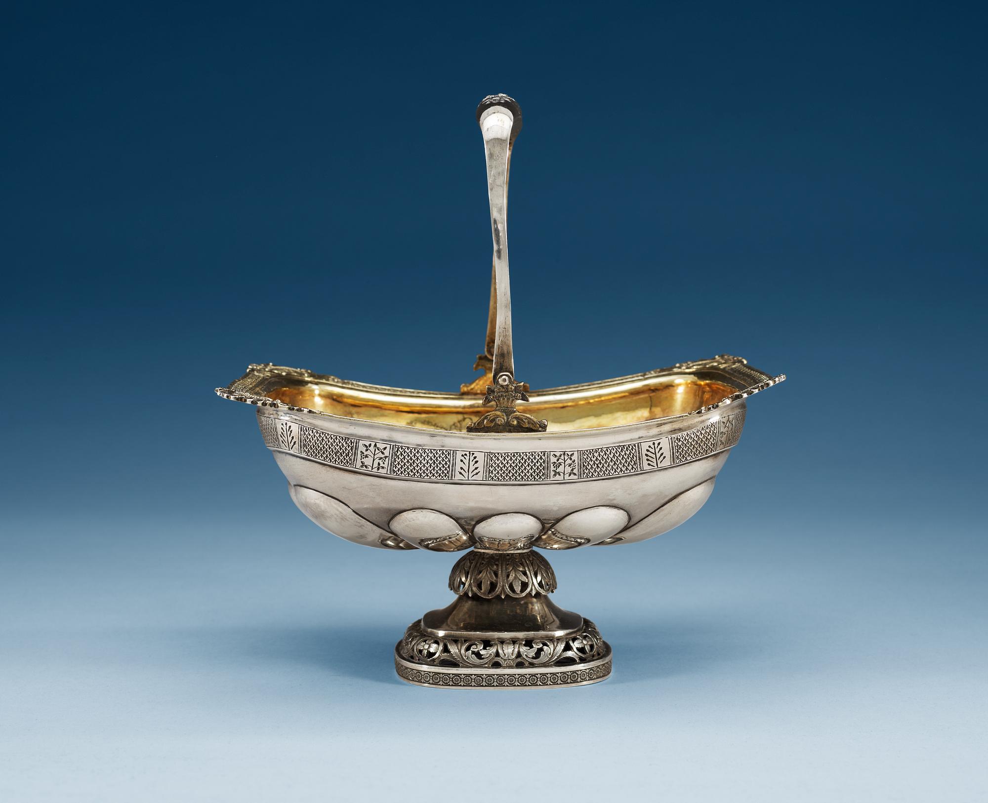 A RUSSIAN PARCEL-GILT BASKET, un identified makers mark, Moskow 1829.