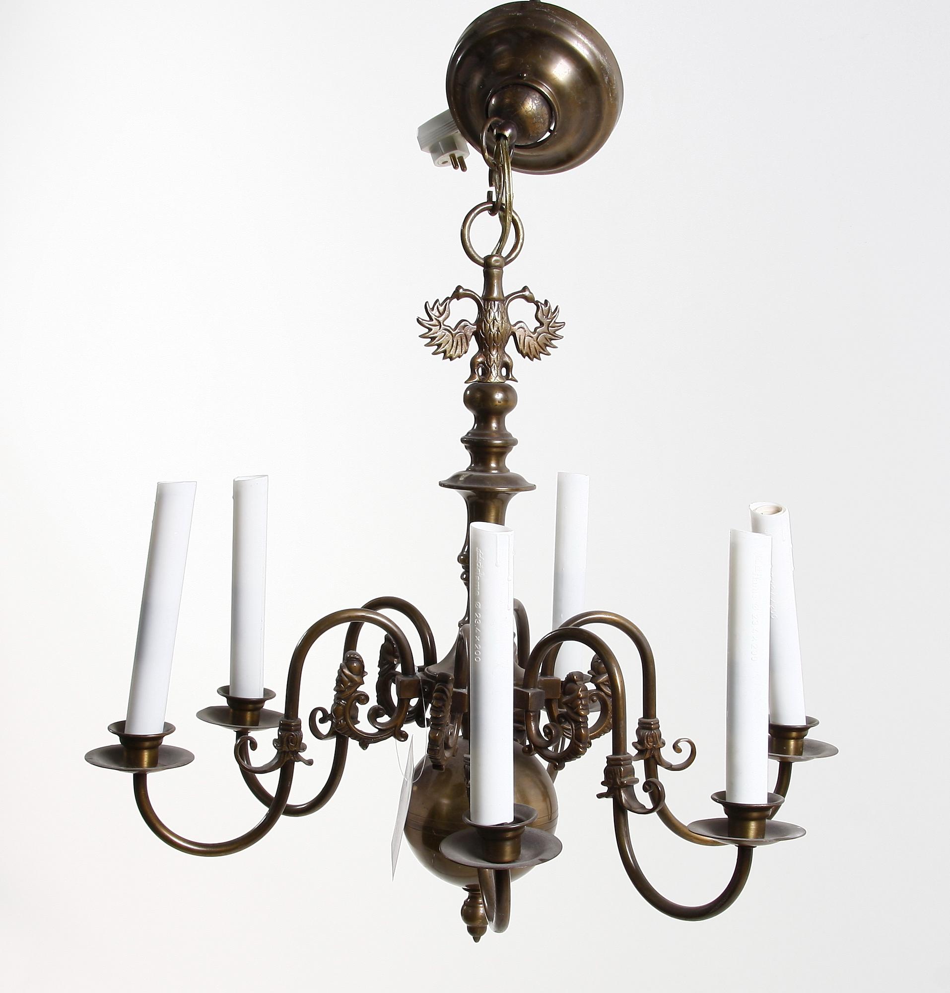 LJUSKRONA. Barockstil. 6 ljusarmar. H ca 51.