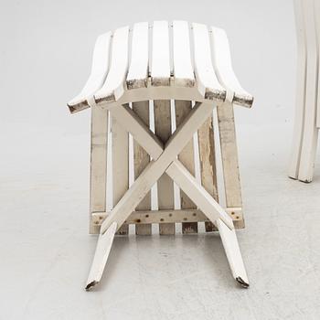 Alvar & Aino Aalto, an 'Aurino' garden furniture set with table and four chairs.