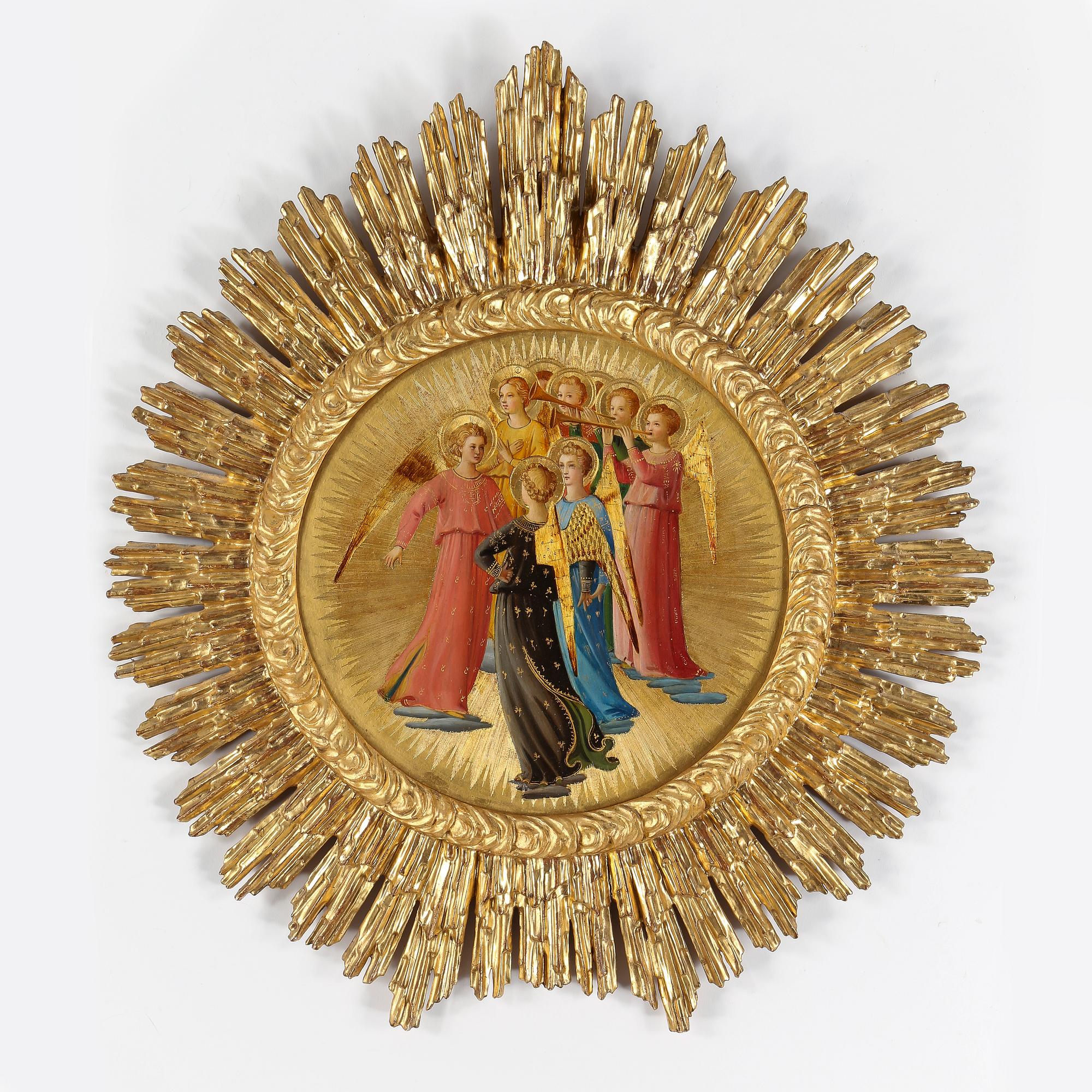 FRA / BEATO ANGELICO, kopia efter, olja på pannå, ej signerad, kring sekelskiftet 1900.