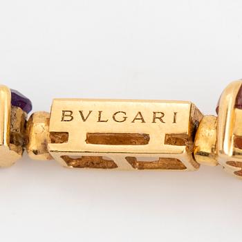 BULGARI, gold, brilliant-cut diamond, amethyst and tourmaline pendant.