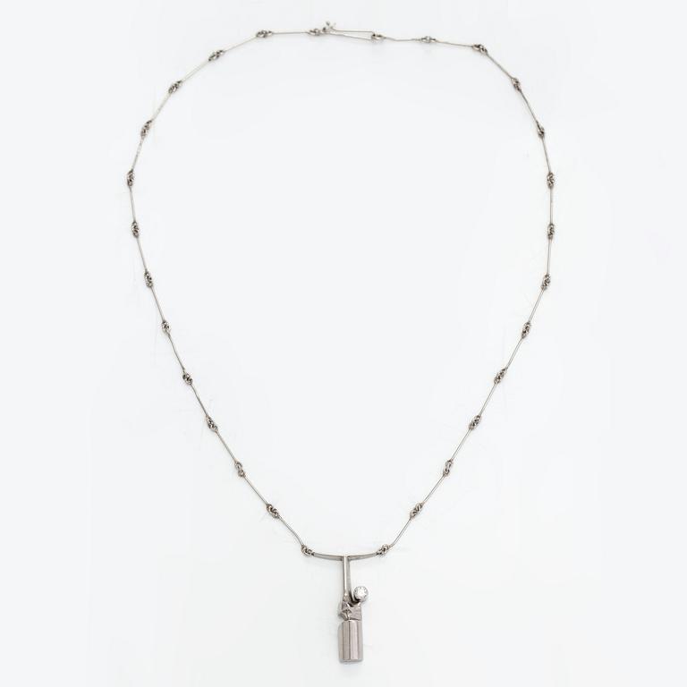 Björn Weckström, A platinum necklace "Nessos" with a ca. 0.10 ct diamond. Lapponia 1981.