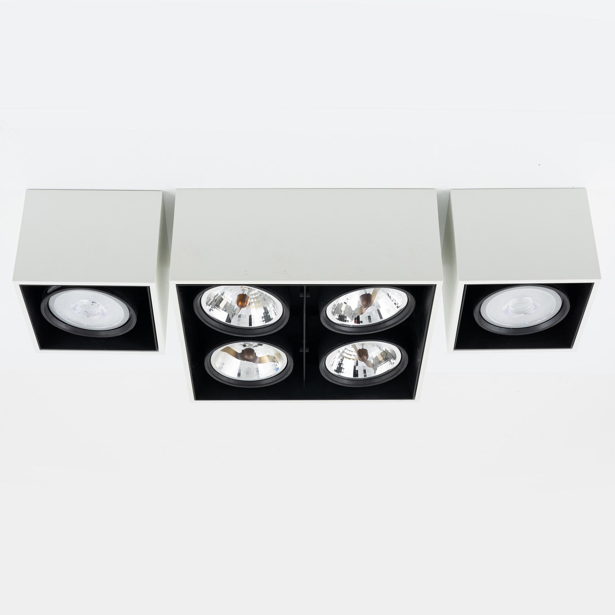 Taklampor, 3 st, Flos, "compass box", 2000-tal.