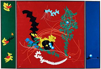 CARL FREDRIK REUTERSWÄRD, triptych, enamel on canvas, signed Reuterswärd, dated 1982 on verso.