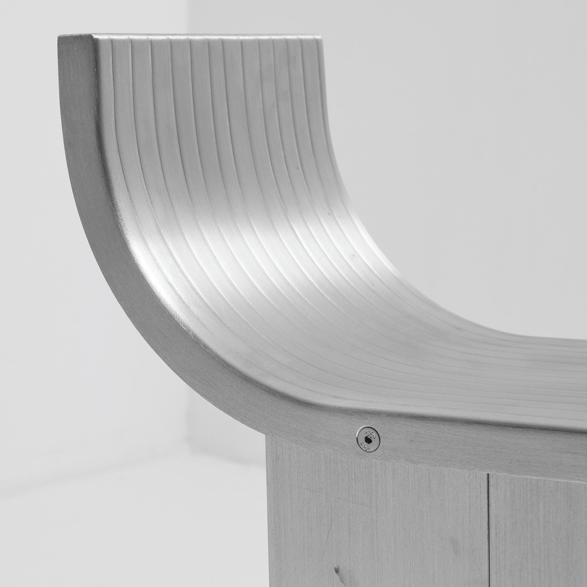 David Taylor, a unique stool, "Aluminium Stool (Banjo)", Studio Mellösaverken, Sweden, 2025.