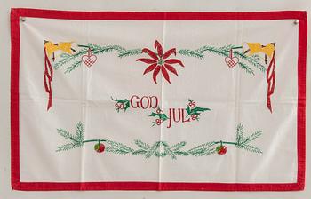 A collection of Christmas tablecloths 12 pcs first half/mid 20th century.