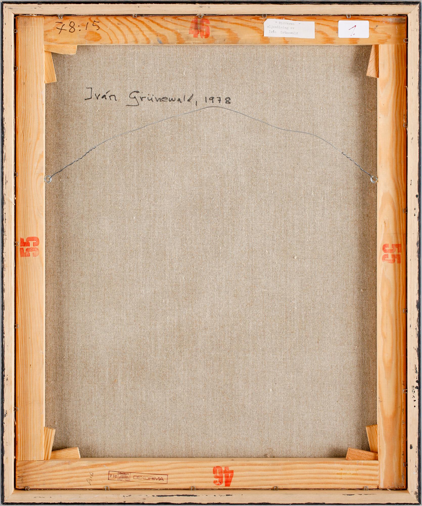 IVAN GRÜNEWALD, olja på duk, monogramsignerad, 1978.