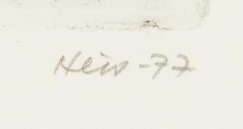 Outi Heiskanen, etsning, akvatint, mezzotint, signerad och daterad -77, numrerad Tpl'a 35/40.