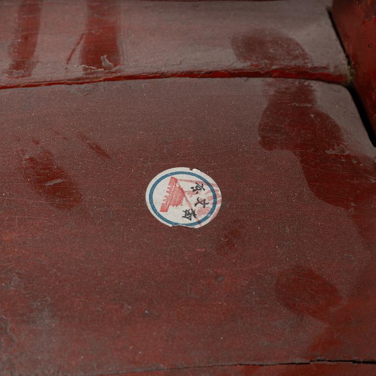 A group of three red wooden vessels, China/Southeast Asia, 20th century.