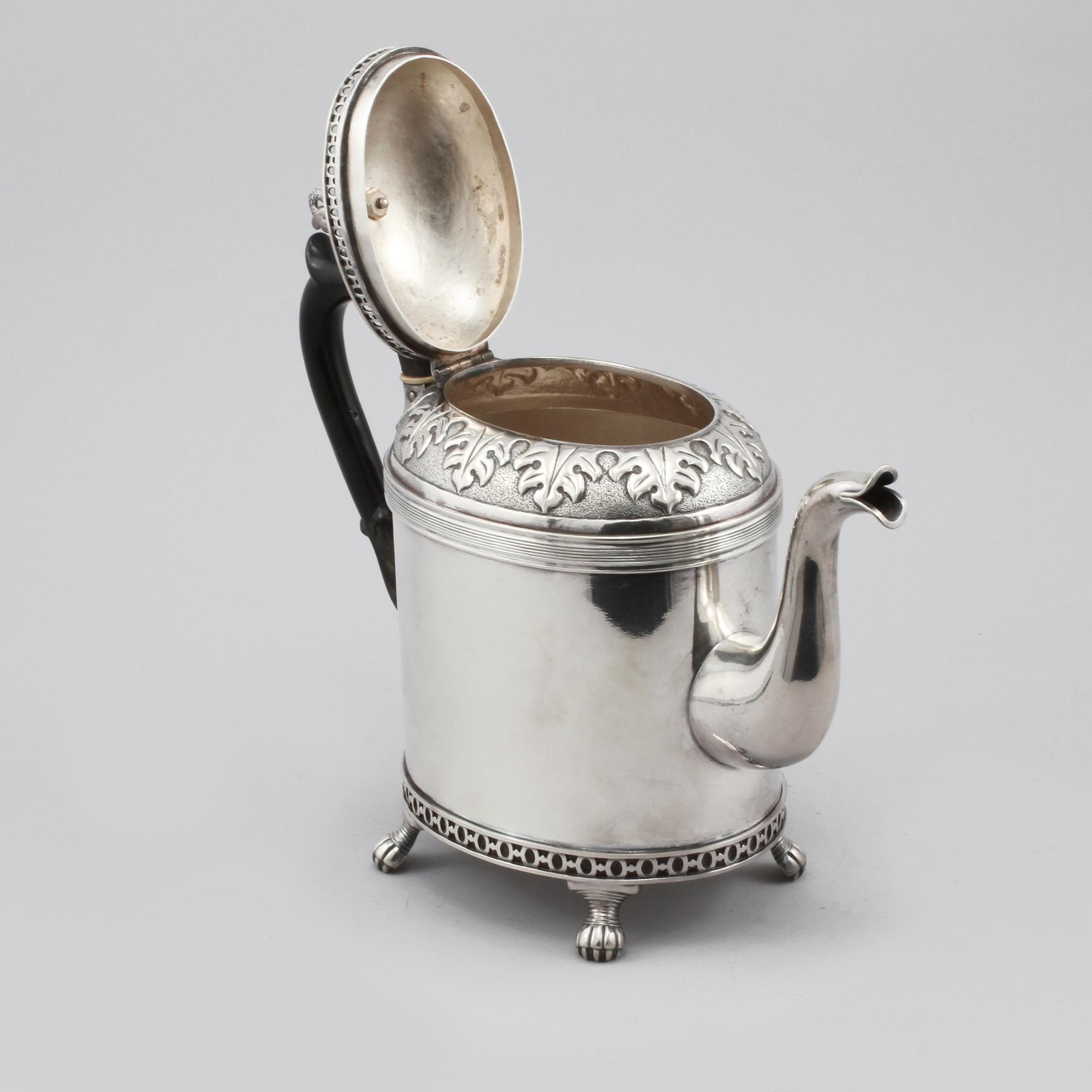 TEKANNA, nysilver, Carl Andreas Kjernås, Göteborg, omkring sekelskiftet 1900.