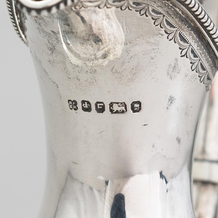 MARTIN, HALL & CO, A sterling silver pitcher, Sheffield 1873.