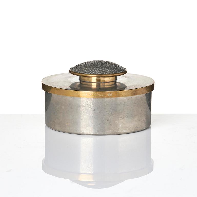 Björn Trägårdh, a pewter and brass lidded jar, Firma Svenskt Tenn, Stockholm, 1951.