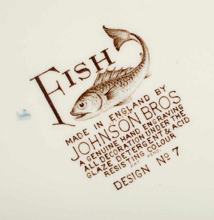 FISKSERVIS, 10 delar, porslin, "Fish", Johnson Bros, England, 1900-talets mitt.