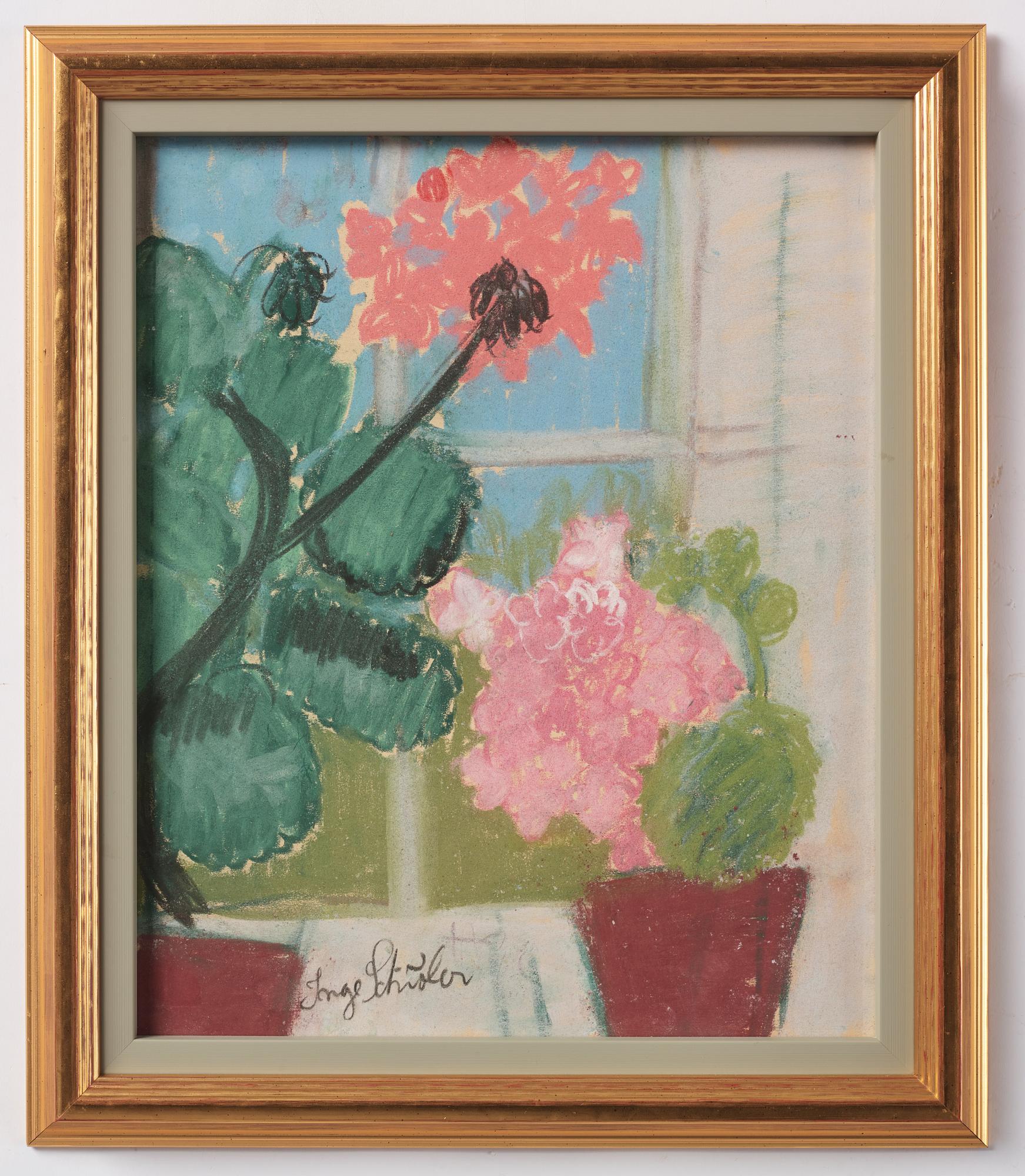 Inge Schiöler, Pelargoniums in the window.