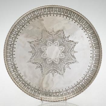 Bricka, försilvrad, Thomas Woolley Birmingham. England, kring 1900.