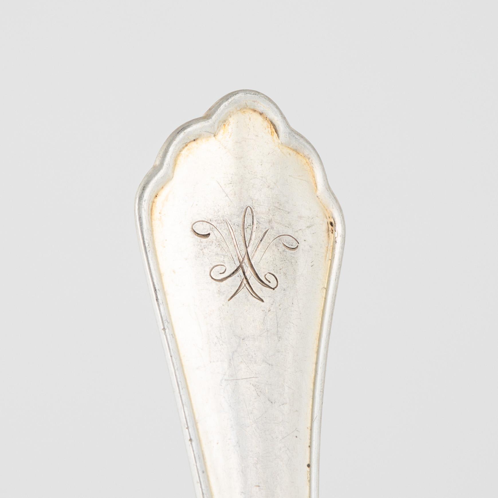 A silver flatwear set, 65 + 19 pieces, two similar models, including Garmany and Swedish import marks.