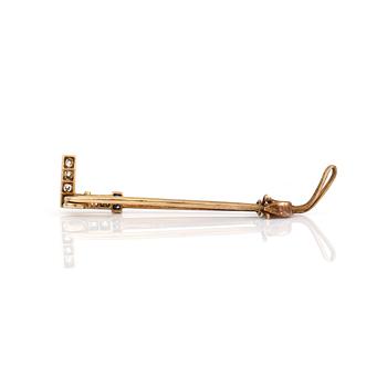 SLIPSNÅL, 14K guld med gammalslipade diamanter tot ca 0,14 ct, sent 1800-tal. Vikt ca 2,82 g.