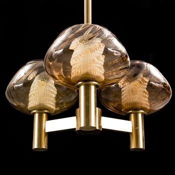 A 20th century brass ceiling lamp.