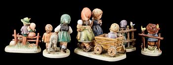 FIGURINER, 5 st, porslin, Goebel - Hummel. 1900-talets andra hälft.