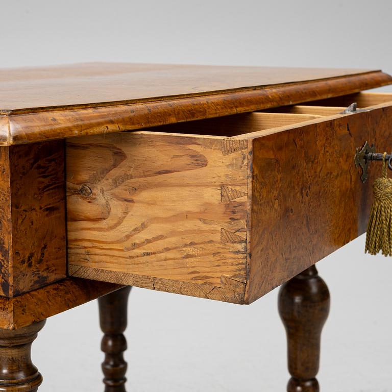 A Swedish late Baroque burr-alder table, first part 18th century.