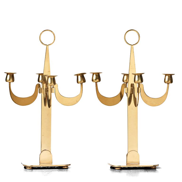 Josef Frank, a pair of brass candelabra by Svenskt Tenn, Sweden 1950's, model nr 2663.