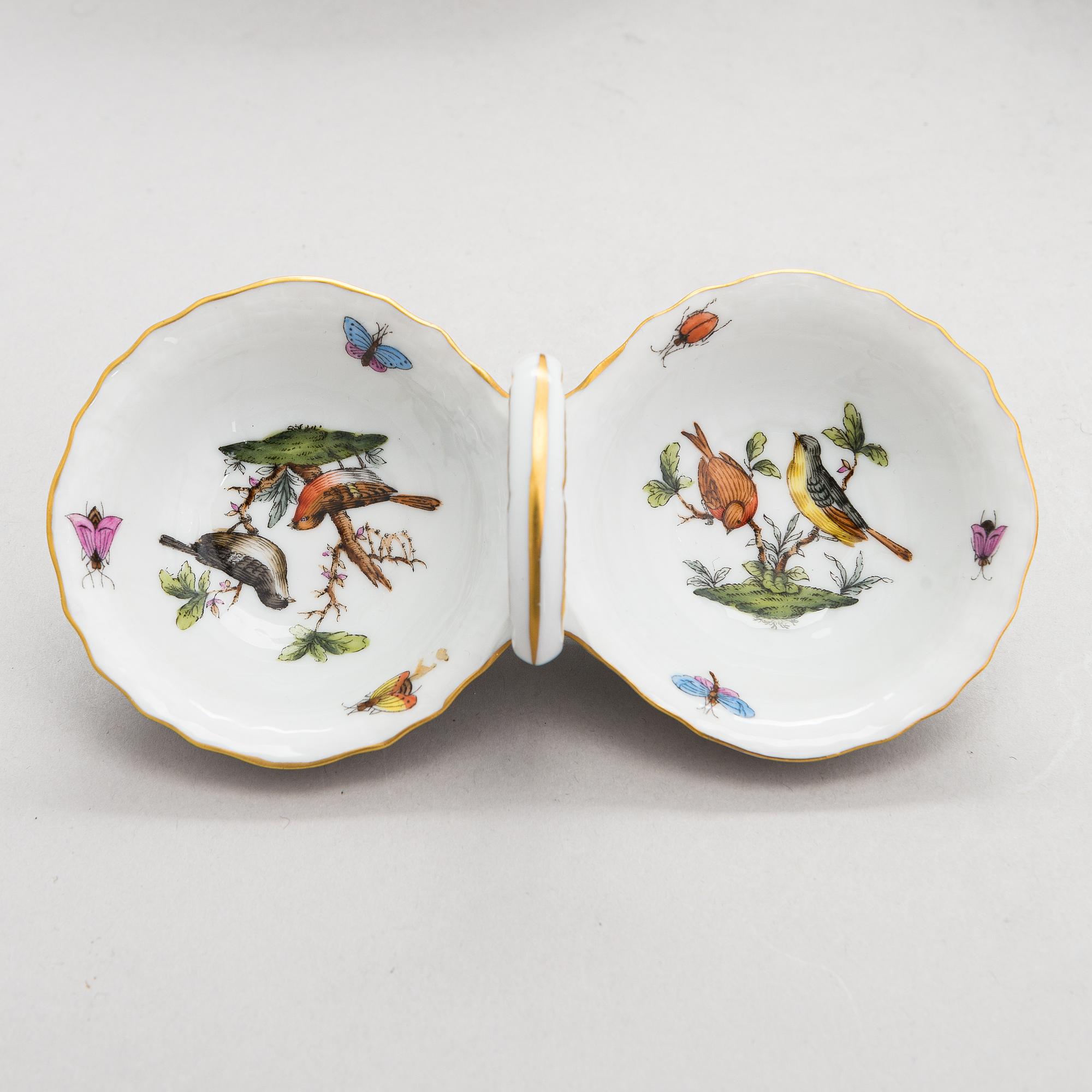 A 14-piece set of Herend 'Rotchild Bird' porcelain tableware, Hungary 1970s-1980s.