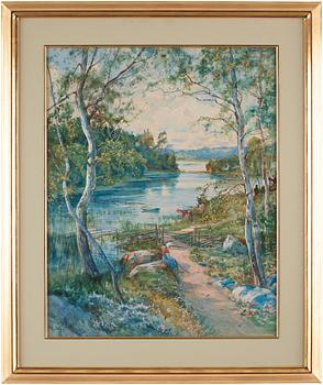 Anna Gardell-Ericson, Vallflicka vid vattendrag.