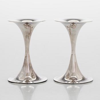 Tapio Wirkkala, a pair of silver 'Trumpet' candlesticks, Kultakeskus, Hämeenlinna 1969.