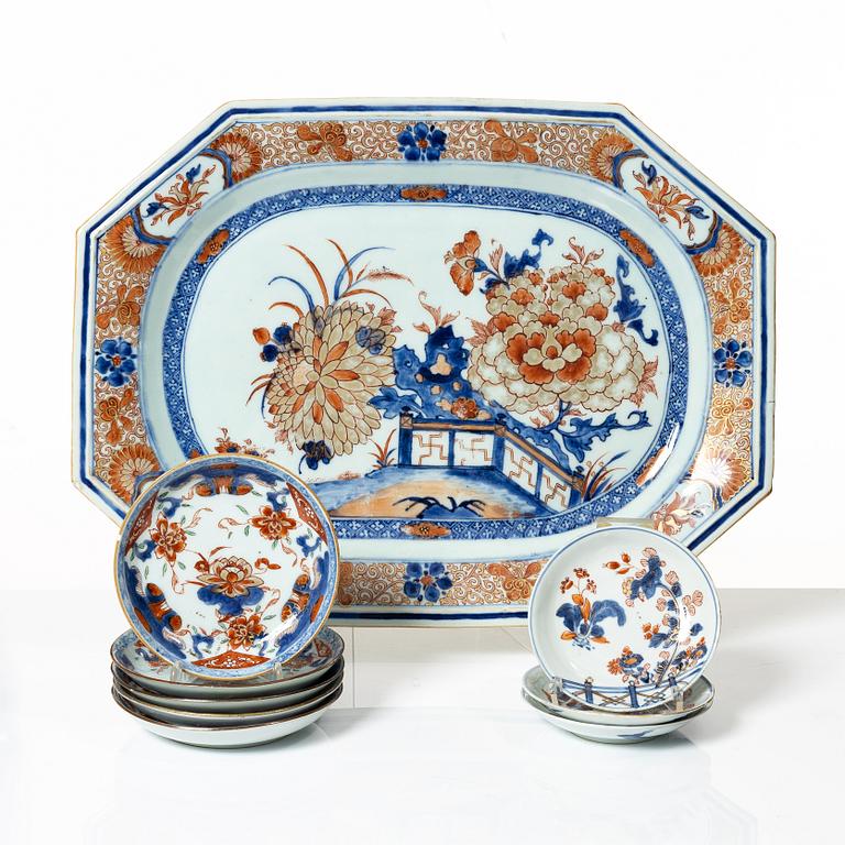 Kompaniporslin, 9 delar, Kina, Qing dynastin, Qianlong 1736-95.