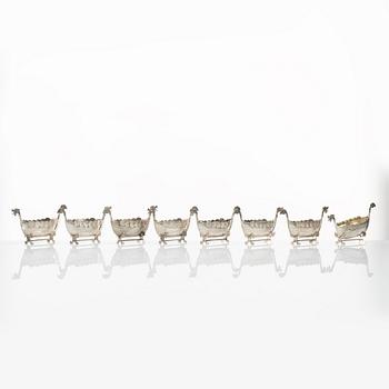 Vikingaskepp/kryddkar, 830/1000 silver, 8 stycken.