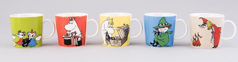 MOOMIN-MUGS, 13 pcs, porcelain, Moomin Characters, Arabia 1999-2017.