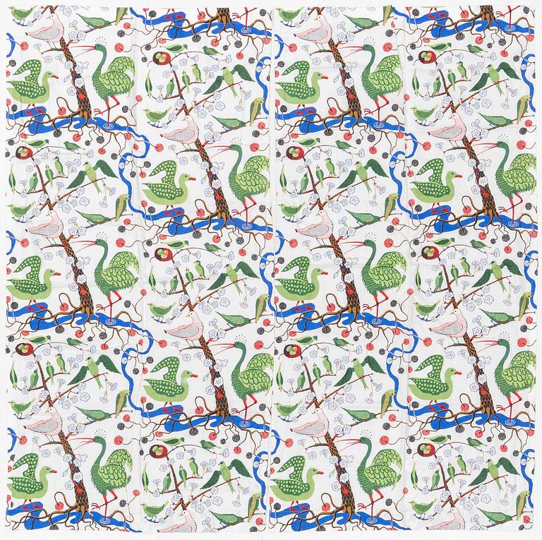 Josef Frank, a pair of 'Gröna Fåglar', (Green Birds) curtains, Svenskt Tenn.